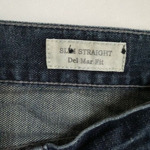 Guess Jeans Men 32x32 Slim Straight Del Mar Fit Dark Wash Blue Distressed - Picture 3 of 16